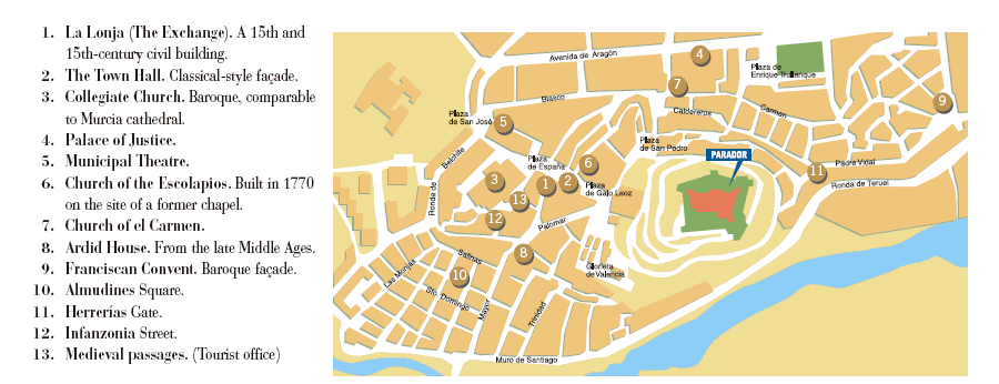 Alcaniz Parador and city map